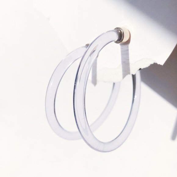 Blue Lucite Hoop Earrings - Picture 6 of 6